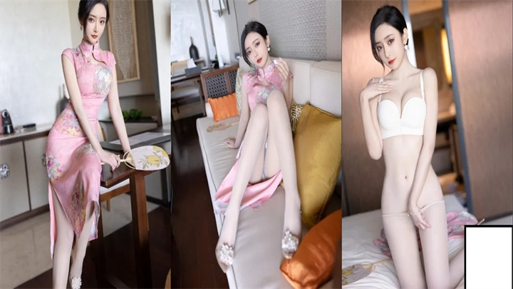 演员、模特于一身女神【王馨瑶】大尺度私拍,内部消费,粉色旗袍无内肉丝露脸露B